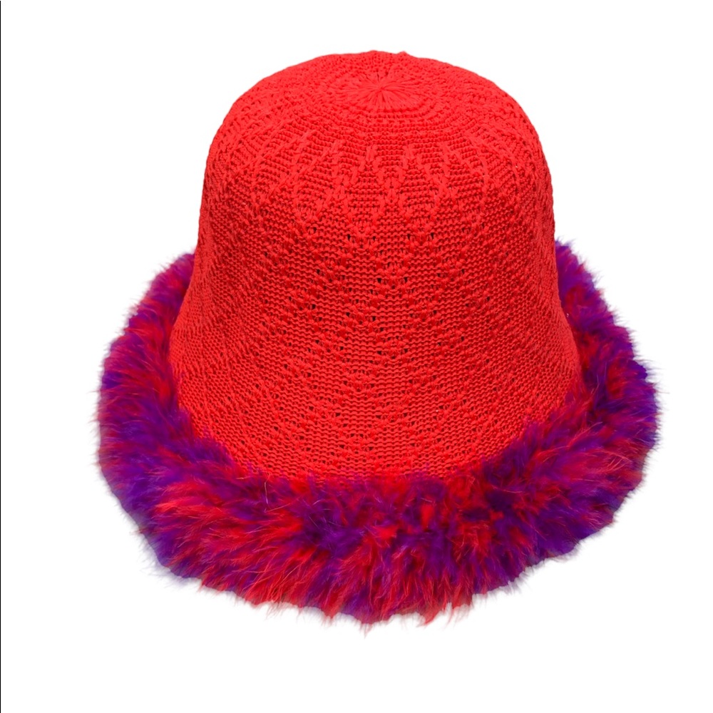 A Christy Creation Red Knit Cloche Hat